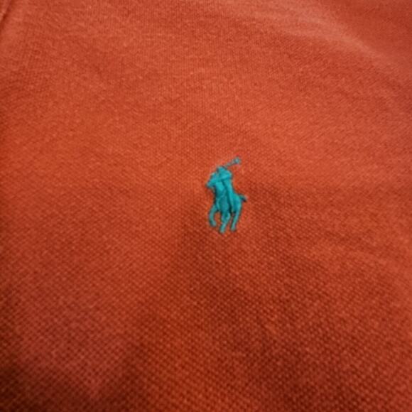 Polo Ralph Lauren Rugby Shirt Men's Large Orange Pony Long Sleeve Cotton Y2K - Picture 6 of 16